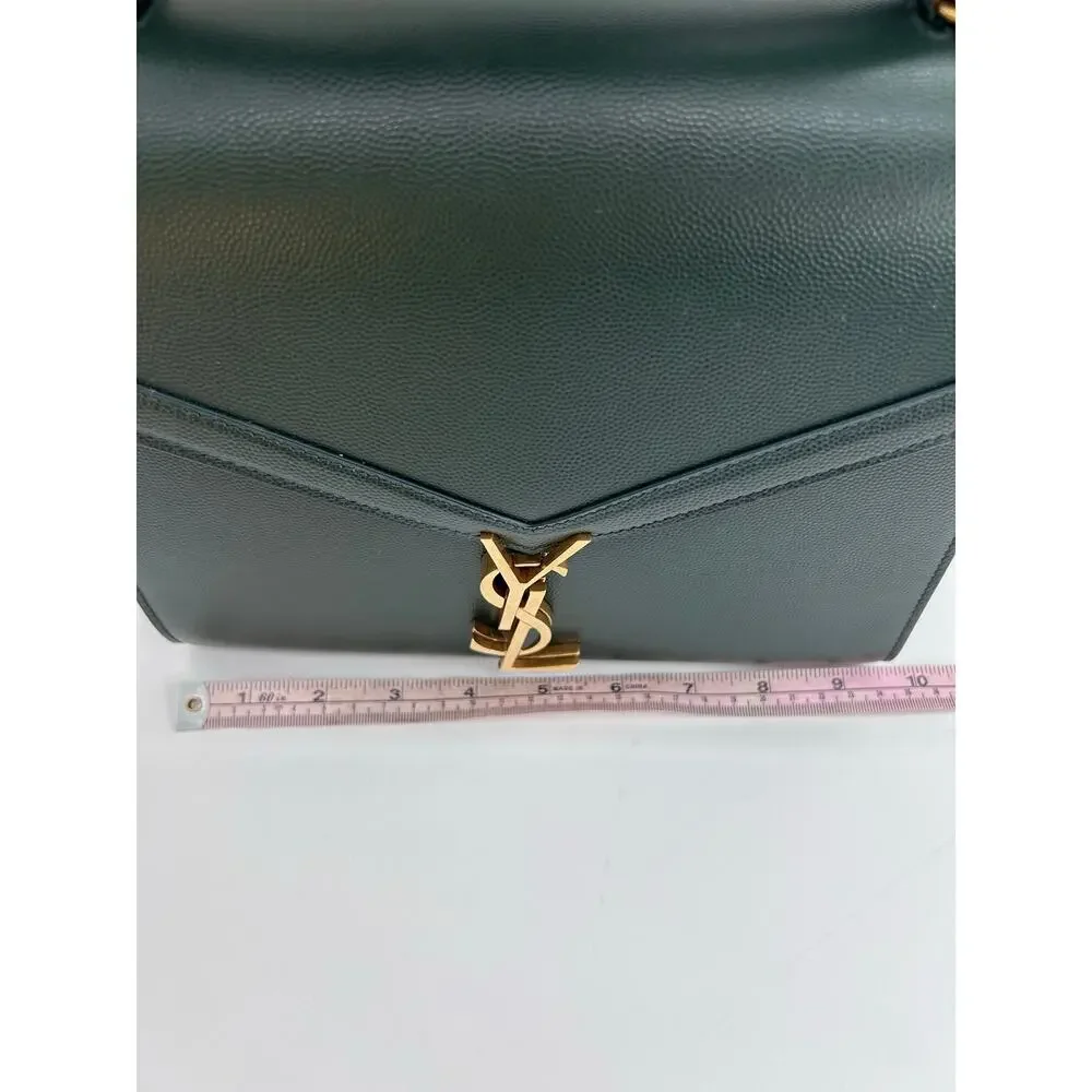 YSL Green Cassandra Leather Top Handle Crossbody Bag GHW Medium Authentic CoA - Picture 10 of 11